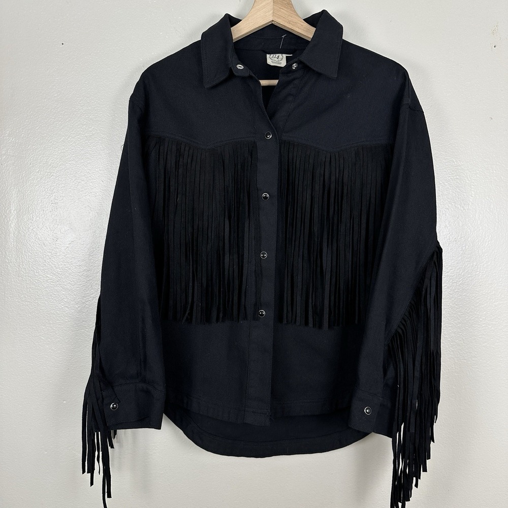 Grace+Emma Women's S Fringe With Benefits Western Inspired Jacket Bohemian Black
